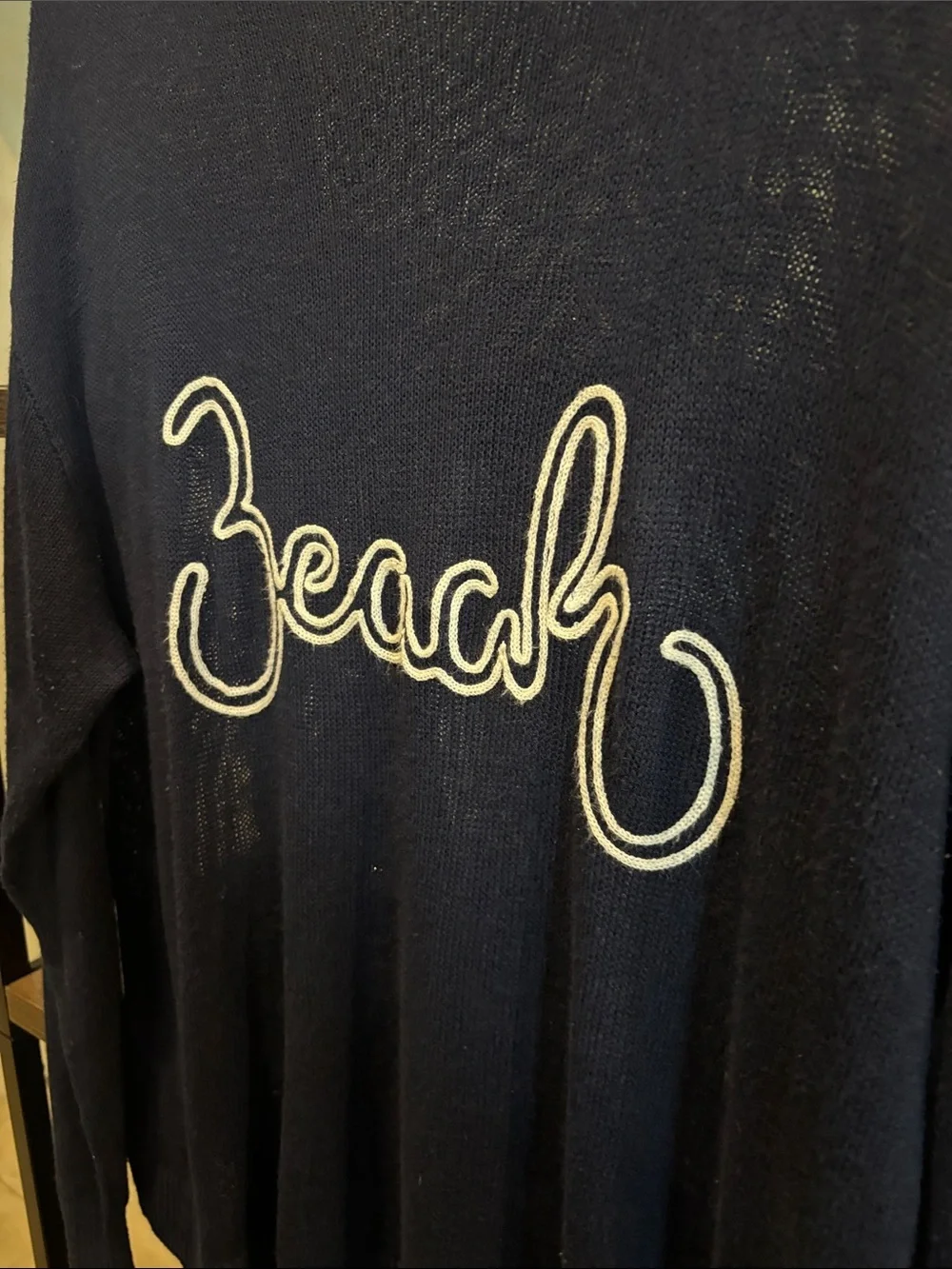 Laurie Felt Navy White Linen Blend Beach Knit Top Coverup 1X